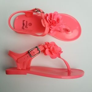 Stepping Stones Girls Jelly Sandles-Coral-Size 10